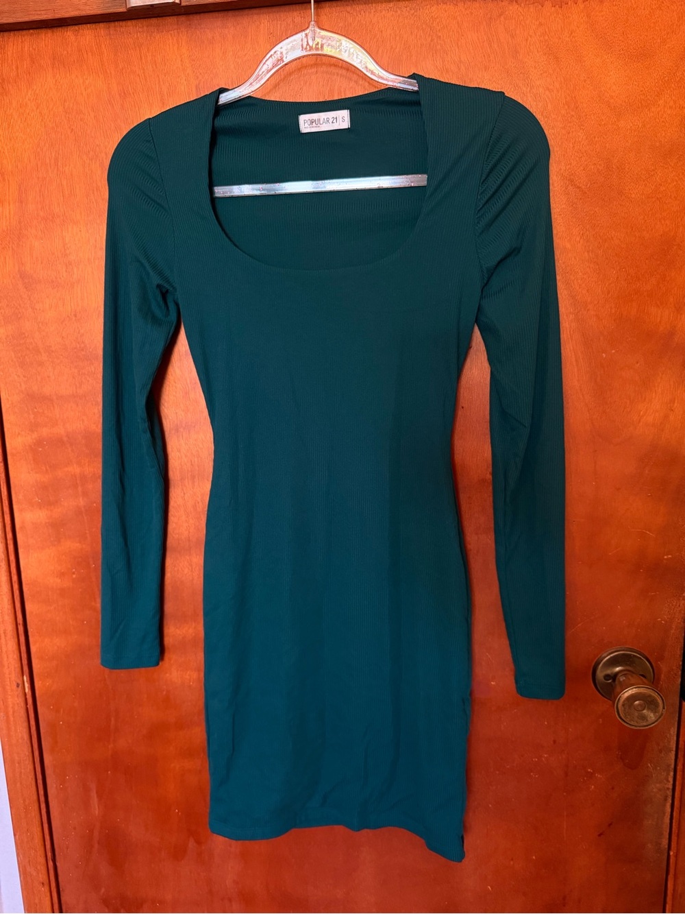 Emerald Green Long Sleeve Mini Dress